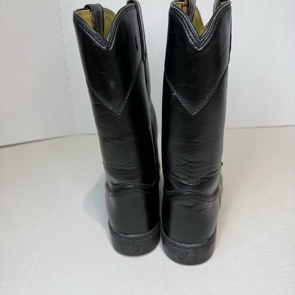 Men’s Justin Basics Black Leather Roper Boots – Size 8.5 EE - Picture 4 of 10